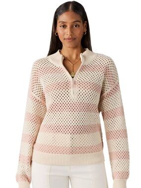 Modern Supply Sanctuary Open Knit Half Zip Sweater Small Lightweight Coastal